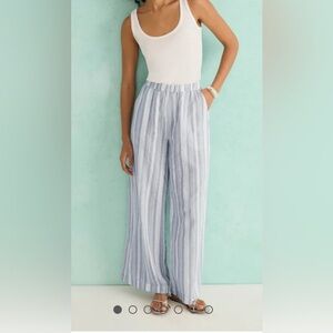Splendid Raegan Vertical Stripe Pants Elastic Waist Wide Leg 100% Viscose (XS)